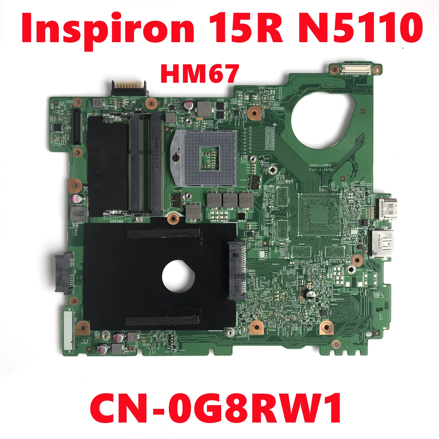 Placa-mãe portátil para Dell, Inspiron 15R, N5110, HM67, DDR3, HD3000, CN-0G8RW1, CN-0VVN1W, VVN1W, Mainboard 100% testado trabalhando