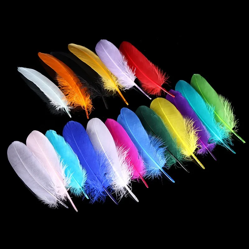 Hard Pole Goose Golden Feathers for Needlework, DIY Jewelry Feathers, Wedding Decoration, Pluma, 13-20cm, 20-100Pcs Lot