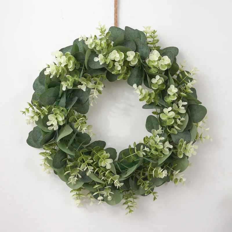 Artificial Eucalyptus Leaf Plant Garland, Simulation Lavender Ring, for Wedding Party, Home Decoration