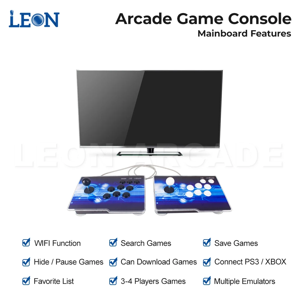 

LEON ARCADE Arcade Game Console Hd 720p Retro Pandoras Box Game Console Multiplayer Joysticks Pandora Box 3d Wifi 8000 Arcade