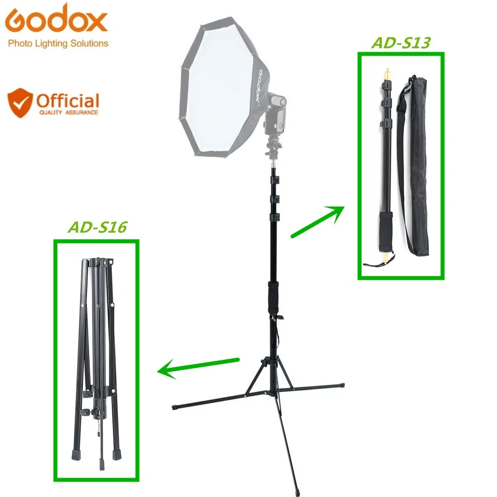 Godox AD-S13+AD-S16 Portable Light Boom Stick+Floor Stand Kit For Godox YN flash light video light, hot shoe adapter