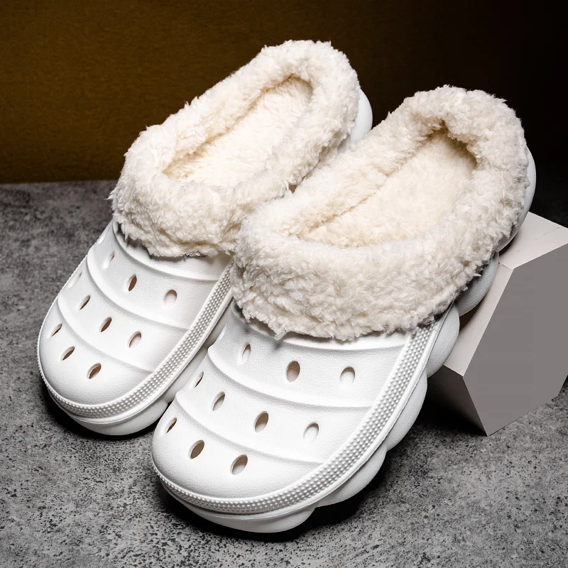 Winter Men Women Slippers Warm Furry Slippers Unisex Concise Indoor Home Cotton Shoes Men Casual Fluff Slides Plush Fur Clogs 45