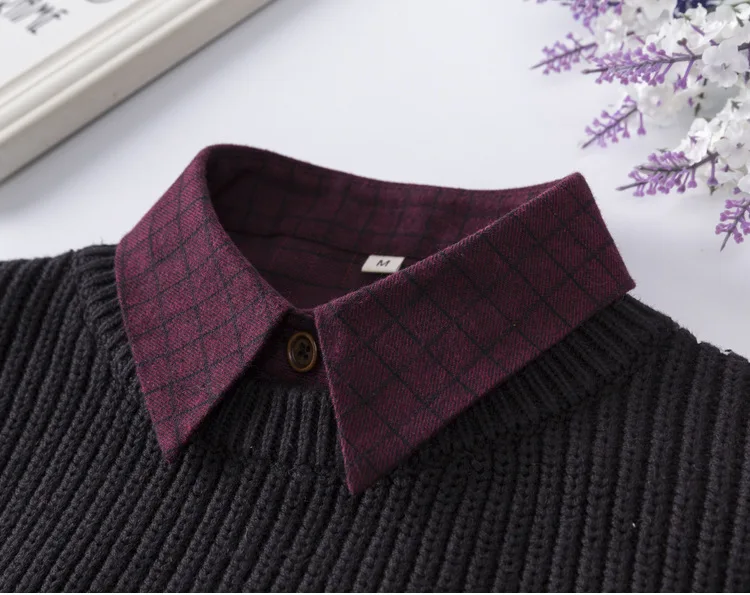 Camicia scozzese coreana Colletto finto Uomo Donna Primavera Autunno Inverno Colletto finto tutto-fiammifero Colletto finto Maglione Colletto decorativo