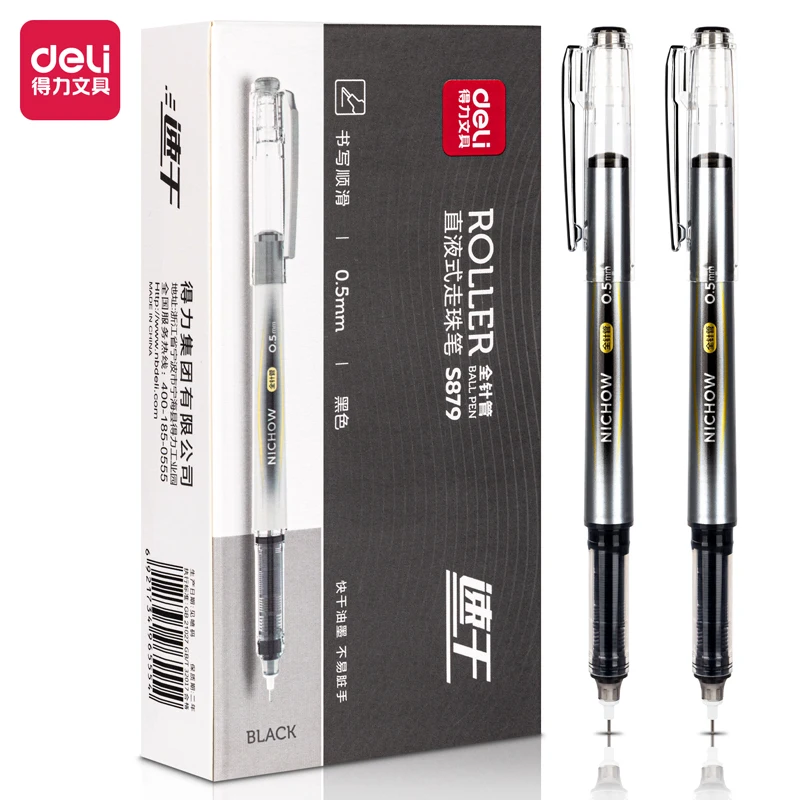 

0.5mm Black Full Needle Tube Straight Liquid Rollerball Pen Gel Pen Quick Dry Stationery Student School Office Promotion Pen