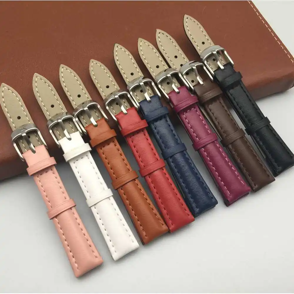 Watch band Men&Women 12 14 16 18M 20 22MM Needle car Smooth Grain Genuine Leather Watches Band Factory wholesale Watch Strap