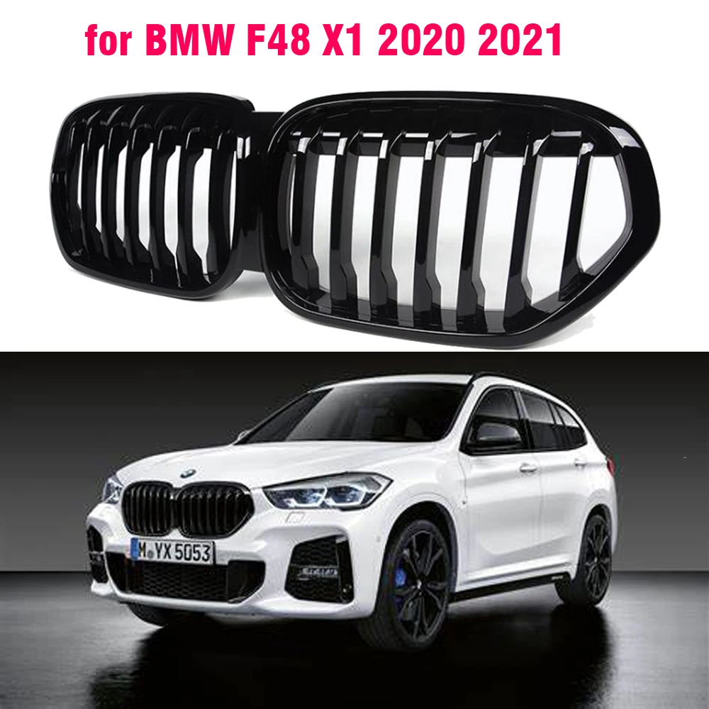 

Gloss Black Front Bumper Kidney Grill Grilles for BMW X1 F48 2020 2021 xDrive25i M Sport xDrive25d Xline Sport styling