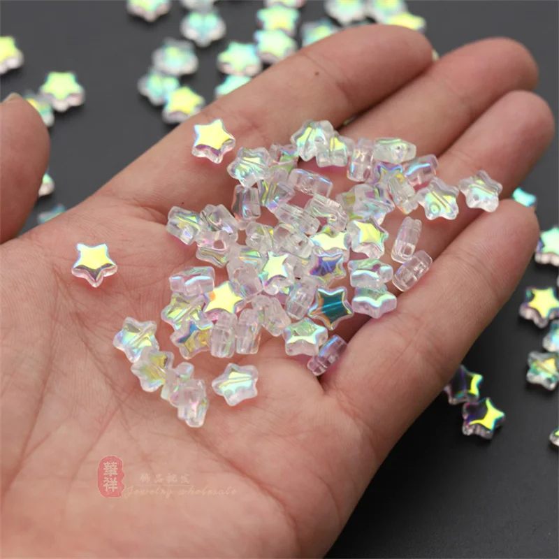 50Pcs/Lot 8MM Star Glass Beads Transparent Crystal Loose Spacer Beads For Handmade Bracelet Necklace DIY Jewelry Making Supplier