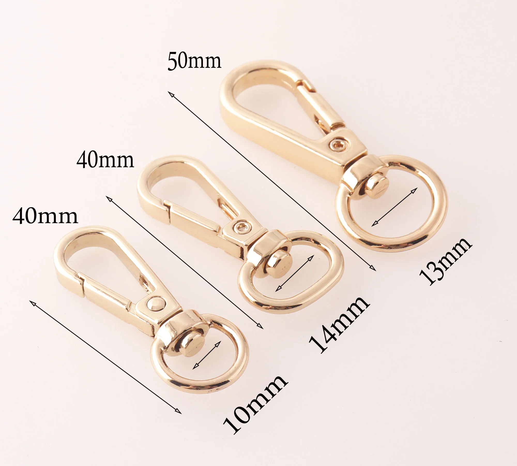 10 PCS Lobster Swivel Clasps Pale Gold Hook Clasps Carabiner Snap,Buckle Gate Bag Purse Strap Handbag Purse Hook-7mm-25mm