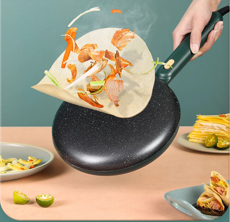 220V Automatische Non-stick Crêpe Pannenkoek Machine Pizza Maker Huishoudelijke Keuken Tool Elektrische Bakpan Eu/au/Uk/Us