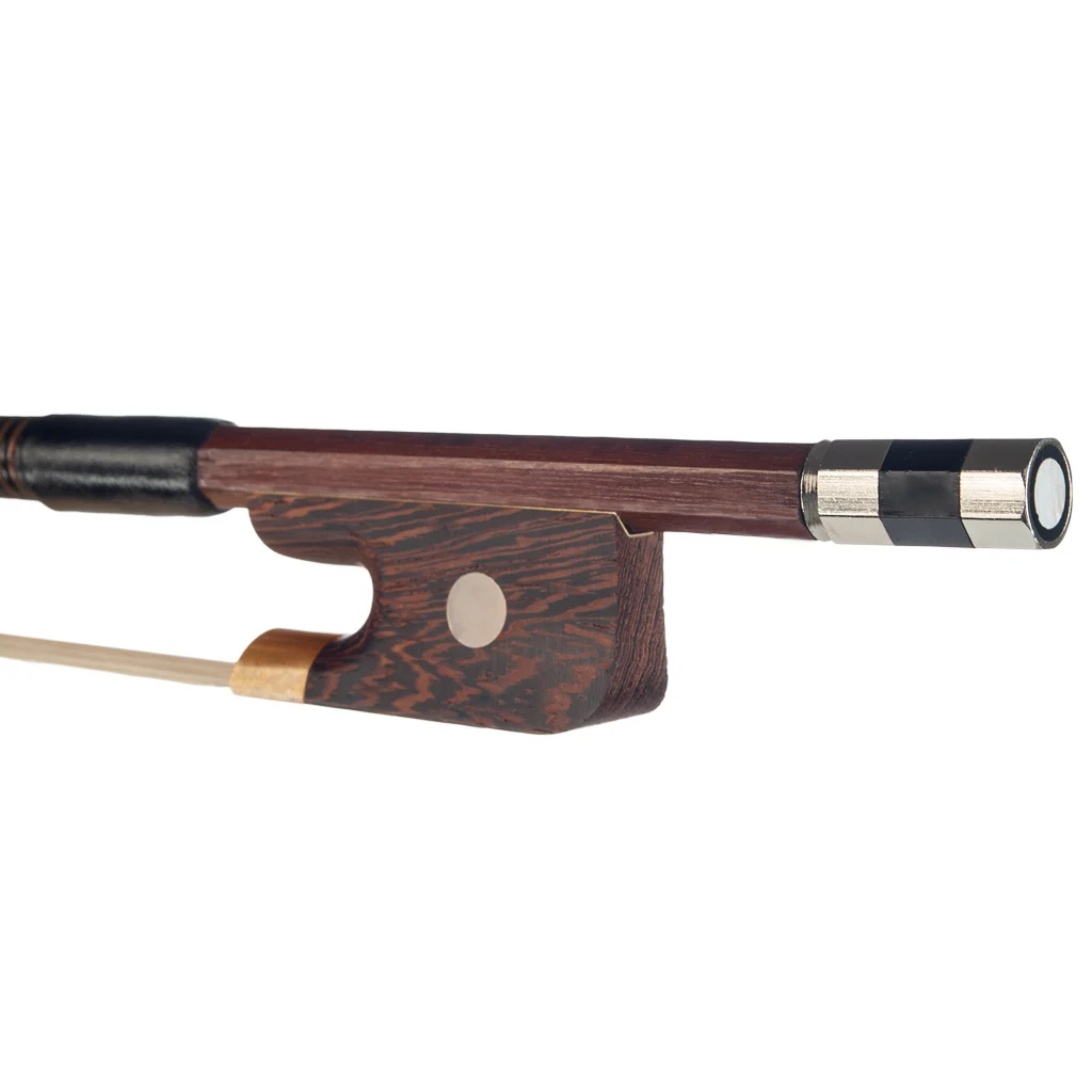 NAOMI 4/4 3/4 1/2 1/4 1/8 Double Bass Bow Brazilwood Round Stick White Mongolia Horsehair Sheep Skin Grip Well Balanced