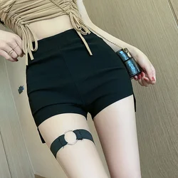 Short gothique taille haute pour femmes, vêtements d'été, slim, sexy, bas noirs, fente latérale, punk, court, KZ412, nouvelle collection 2022