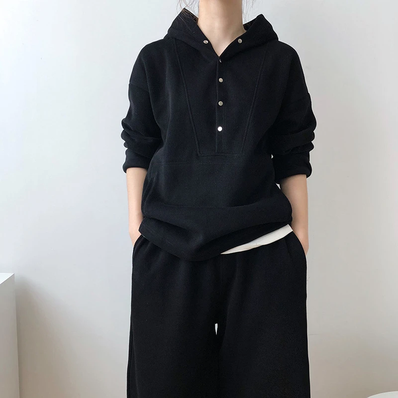 LMQ NEW Women Fall Winter Oversized Hoodies Pants Two Piece Set Hooded Sweater Korean Casual Tracksuits Sweatshirt Lady Suit