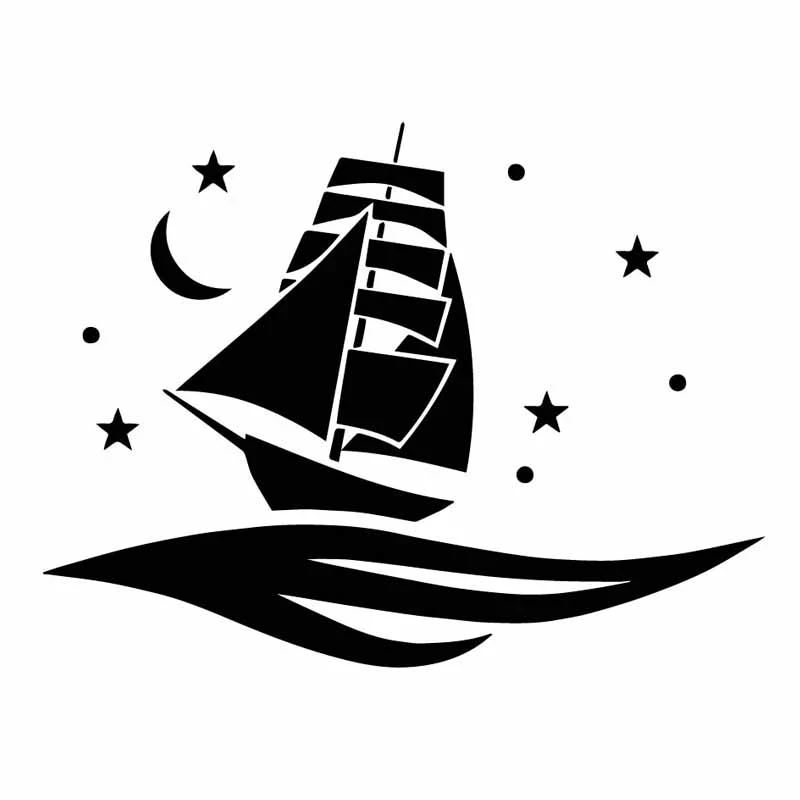 

Car Sticker Boat Ocean with Star and Moon PVC Waterproof and Sun Block Decals Art Deco 16.4cm * 12.3cm