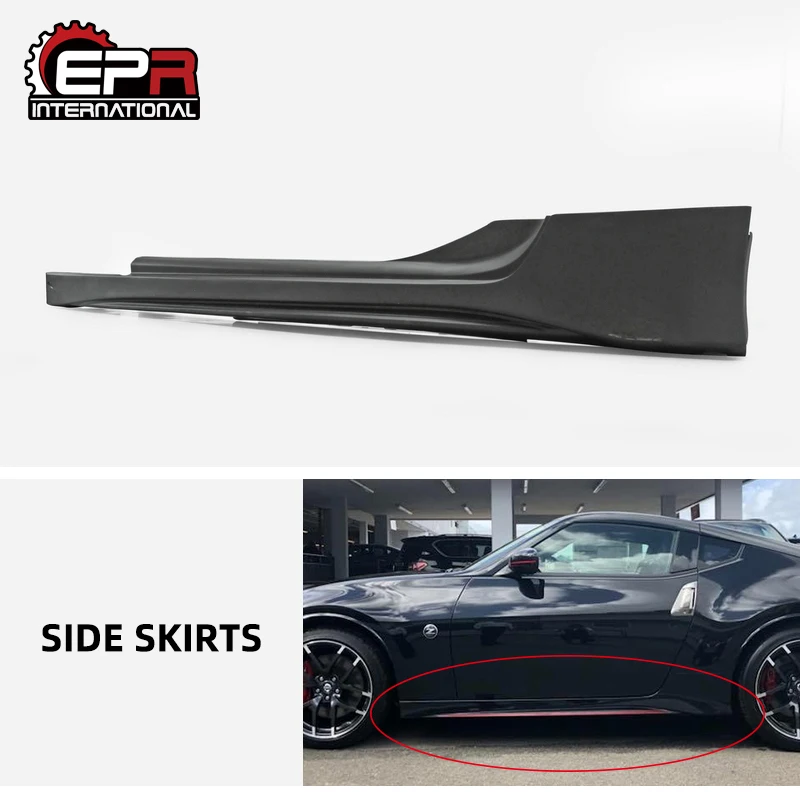 Car Accessories For Nissan 2009 On 370Z Z34 NIS Style FRP Fiber Glass Side Skirt Fiberglass NIS Door Step Cover Extension Kit