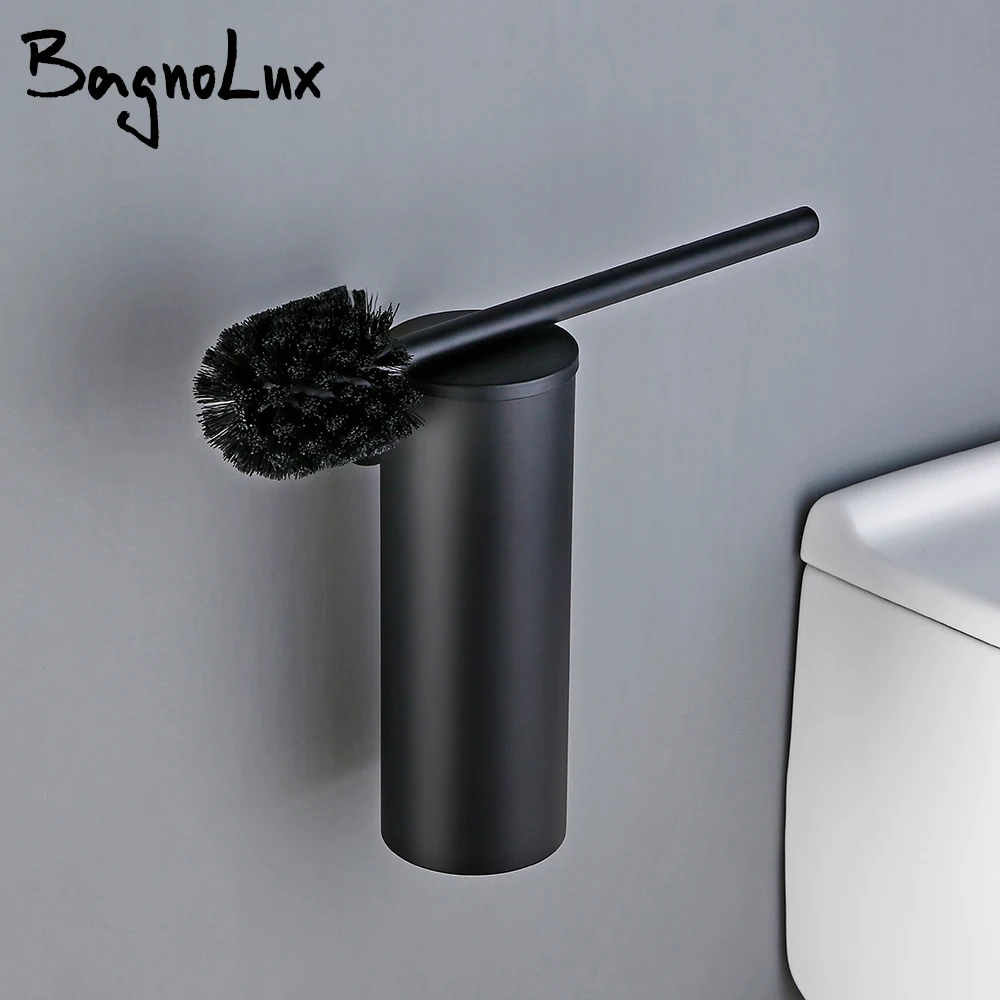 Toilet Brush Holder Matte Black Bathroom Accessories Hardware Stainless Steel Material Wall Mount Cleaning Tool Durable Vertical