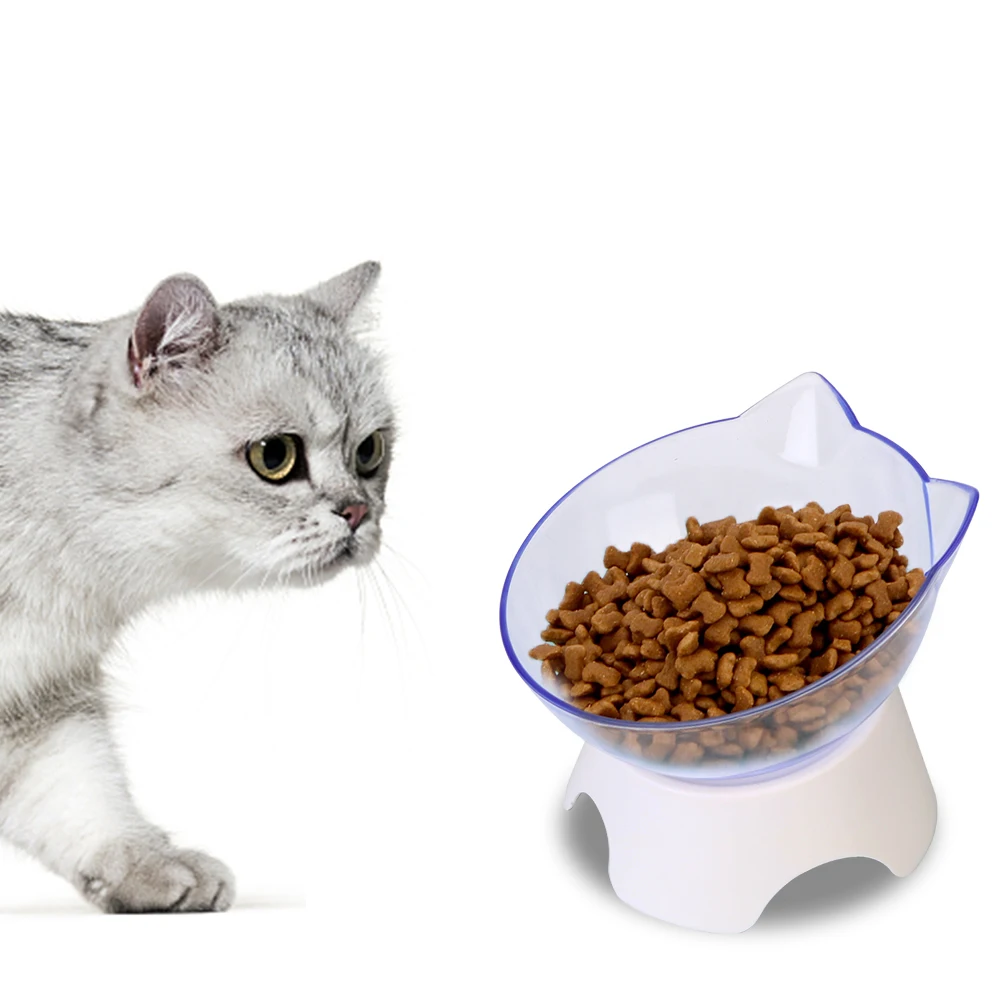 With Stand Base Pet Food and Water Bowls For Cats Dogs Feeders Feeding Products Transparent Cat Bowl Non-slip