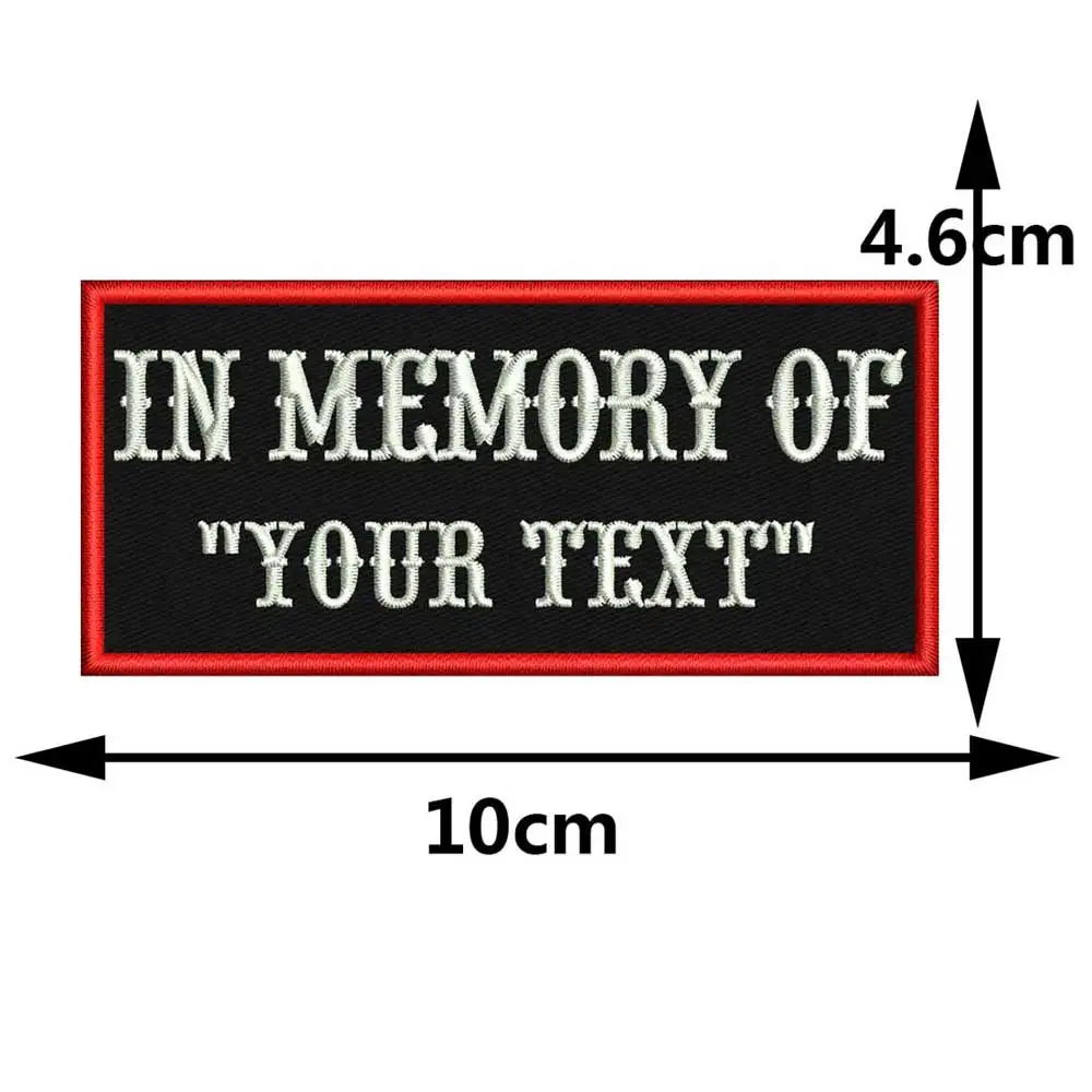 Custom IN MEMORY OF Name Text Embroidery Patch With Iron on and Hook Backing for for Clothes DIY Accessories Supplies