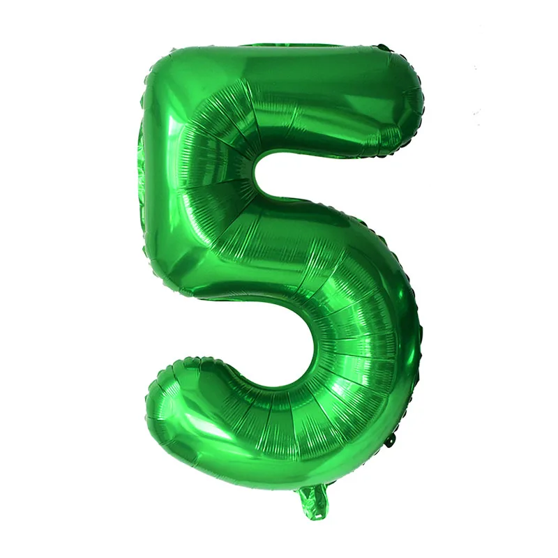 32inch Green Number Balloon Digital 0 1 2 3 4 5 6 7 8 9 Aluminum Foil Ballon for Kids Birthday Party Decoration Safari Wild One