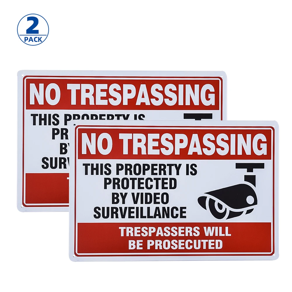 Private Property No Trespassing Metal Sign (2 Pack) ,Garage Yard Outdoor Garden wall decor