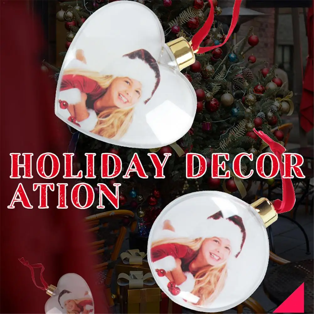 Christmas Tree Photo Ball Snowflower Heart Shape การปรับแต่ง DIY ของขวัญวันเกิด Xmas Tree ตกแต่งเครื่องประดับปีใหม่