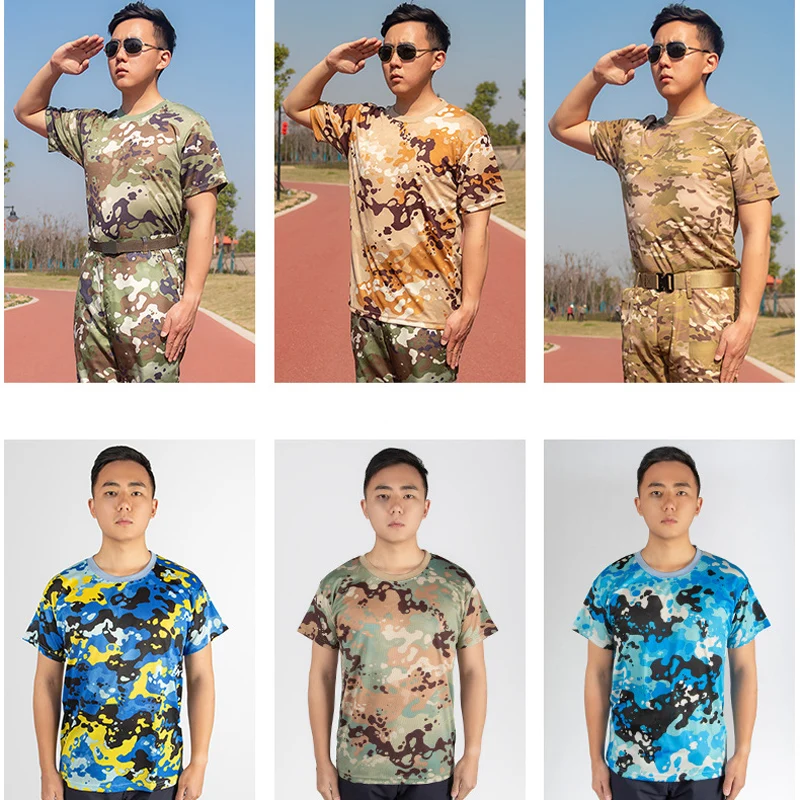 Men T-Shirts Base Layer New Camouflage Fitness Tights Quick Dry Camo Short Sleeve Tops Tees Compression Shirt Plus Size S-3XL