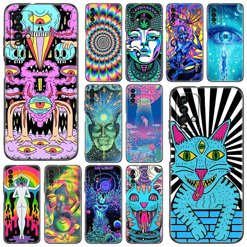 Colourful Psychedelic Trippy Art Silicone Case For Xiaomi Redmi Note 10 9 Pro Max 10s 9s 8 8A 7 Pro 9 9C 9A 9T 10T Soft Cover