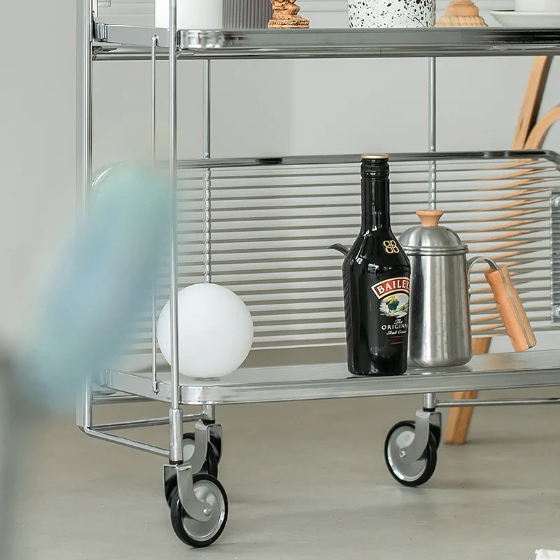 Kitchen Glass Shelf Floor Trolley Storage Trolley Trolley Storage Cabinet Multifunctional Rotating Storage Rack Foldable