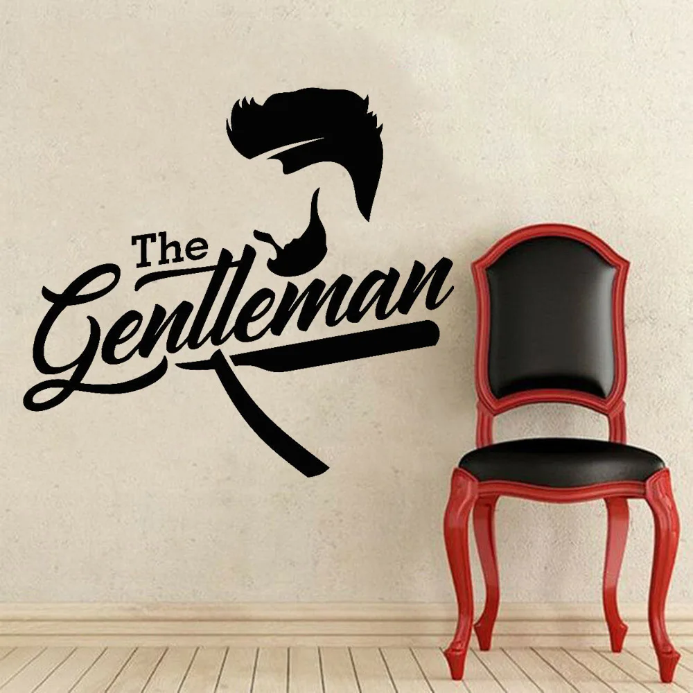 

Парикмахерская искусственная прическа и пряди, джентльменская виниловая настенная наклейка, Современное украшение для дома, модные настенные наклейки для ванной комнаты W580