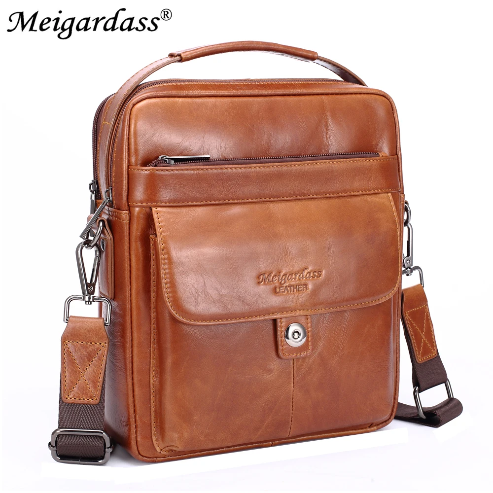 MEIGARDASS Briefcase Genuine Leather Business Men\'s Messenger Bags Crossbody Bags For Men Travel Shoulder Bag Tote Handbags