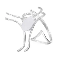 925 Sterling Silver 6 Claws Ring Blank Round Metal Adjustable Ring Base Finding Jewelry Components DIY Gift for Friends
