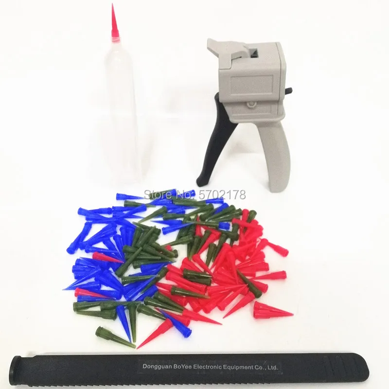 Manual Caulking Gun Applicator 55ml Glue Gun with 300piece Tapered Dispensing Needle tips 55cc Glue Dispenser Syringe Barrel