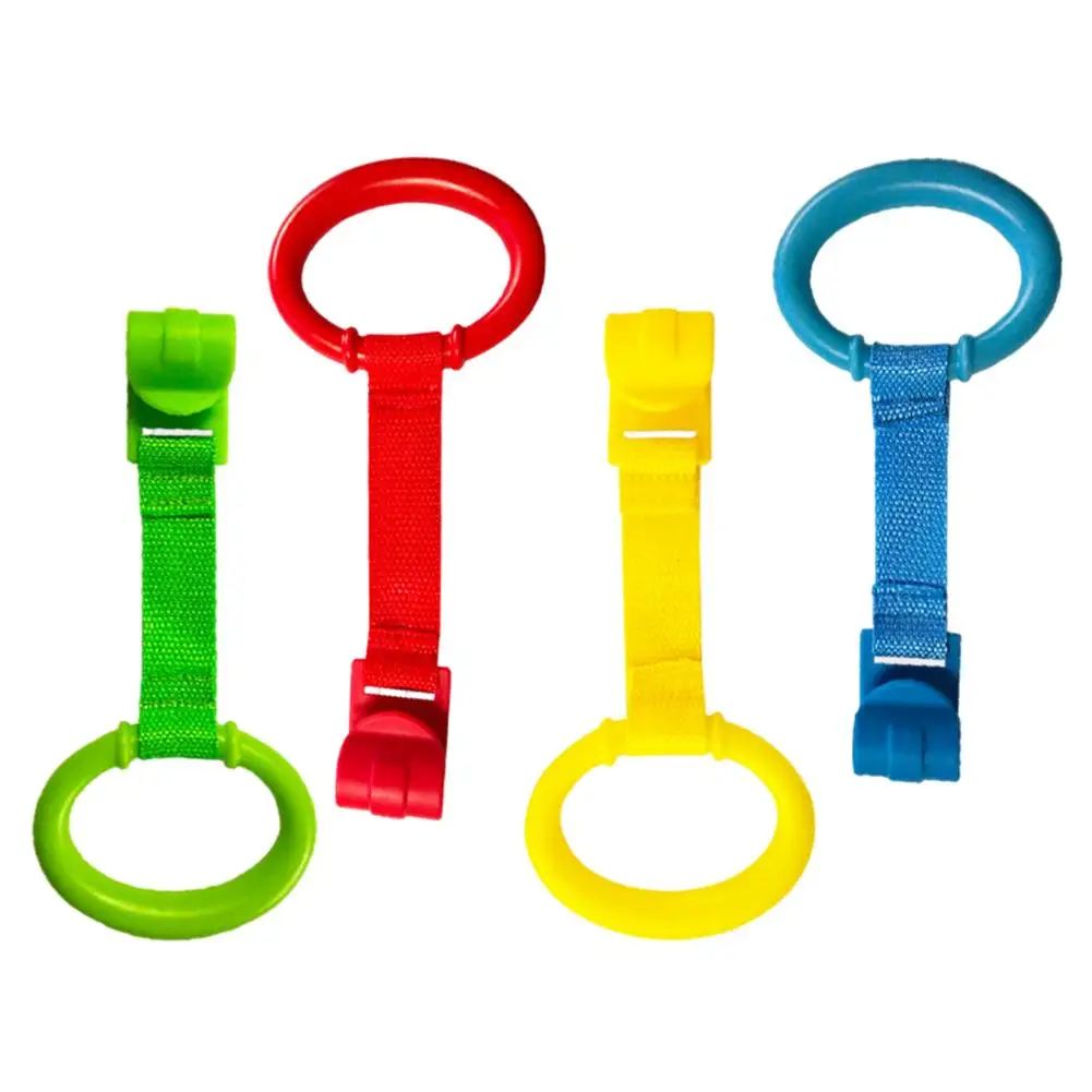 4PCS Baby Pull Up Ring Walking Assistant Children Cot Ring Toys Crib Stand Up Hook Pull Ring Balance Training Pull Toy