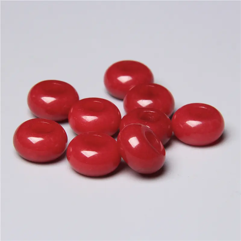 10pcs/Lot 8x14mm 5mm Big Hole Natural Round Jades Jaspe Stone Crystal Spacer Beads Charm Pendant For Jewelry Making Accessories - Image 22