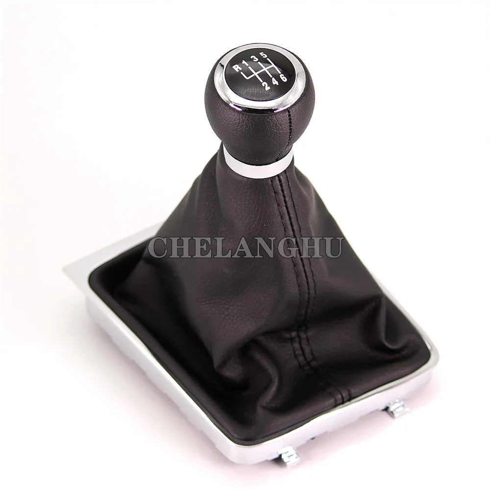For VW Passat B6 3C R36 TDI TFSI TSI 2006 2007 2008 2009 2010 2011 Car-Styling 5 / 6 Speed Gear Stick Shift Knob PU Leather Boot