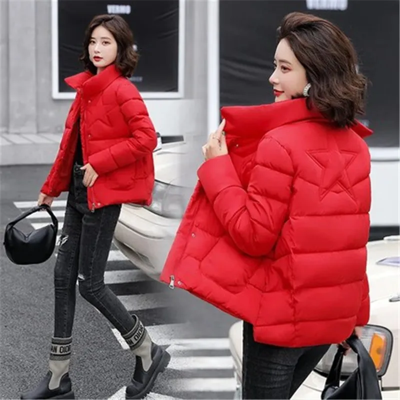 M-5XLDown Padded Cotton Jacket women Short Korean Fashion Stand-up Collar Parker Jacket 2022 New Warmth Padded Jacket WinterA697