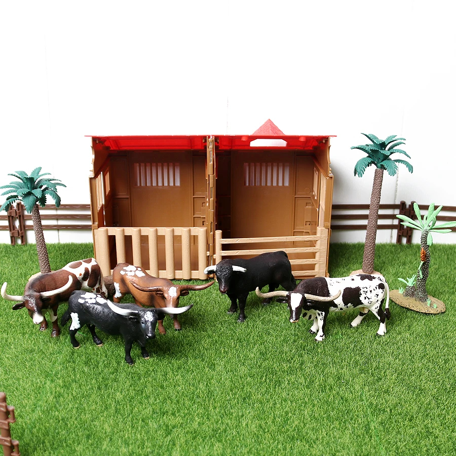 Simulation Farm World milk Cow Cattle Bull Calf yak Muskox Educational animal model figurine toy home decor Gift For Kids