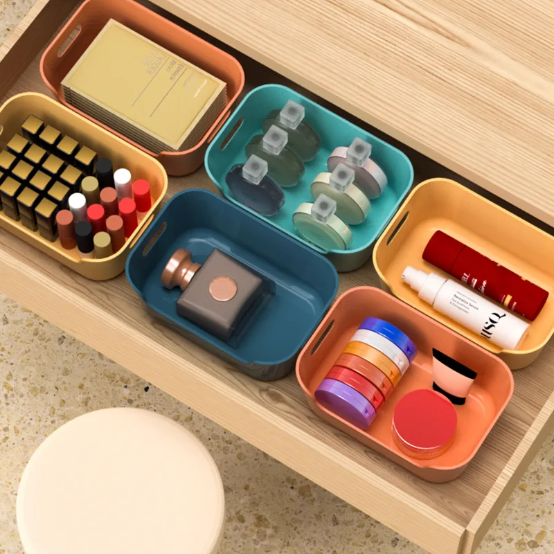 Plastic Desktop Storage Basket Drawer Sundries Toys Organizers Box Household Snacks Makeup Kitchen Seasoning Sorting Container