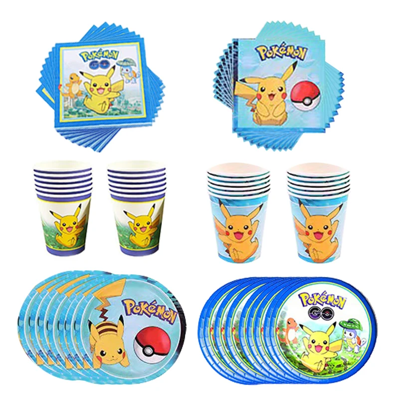 Pokemon Birthday Party Decorations Pikachu Balloons Baby Shower Wedding Party Supplies Tableware Backdrop Topper Boys Toys