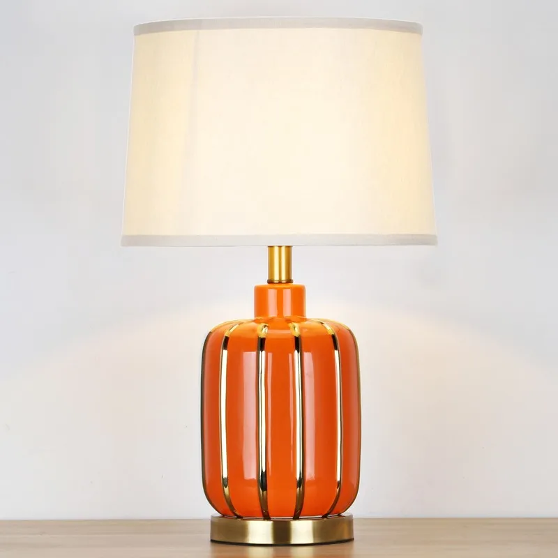 OURFENG Modern Table Desk Lamp LED Bedside Light Ceramic Home Decoration Foyer Office Bedroom Study Dining Room