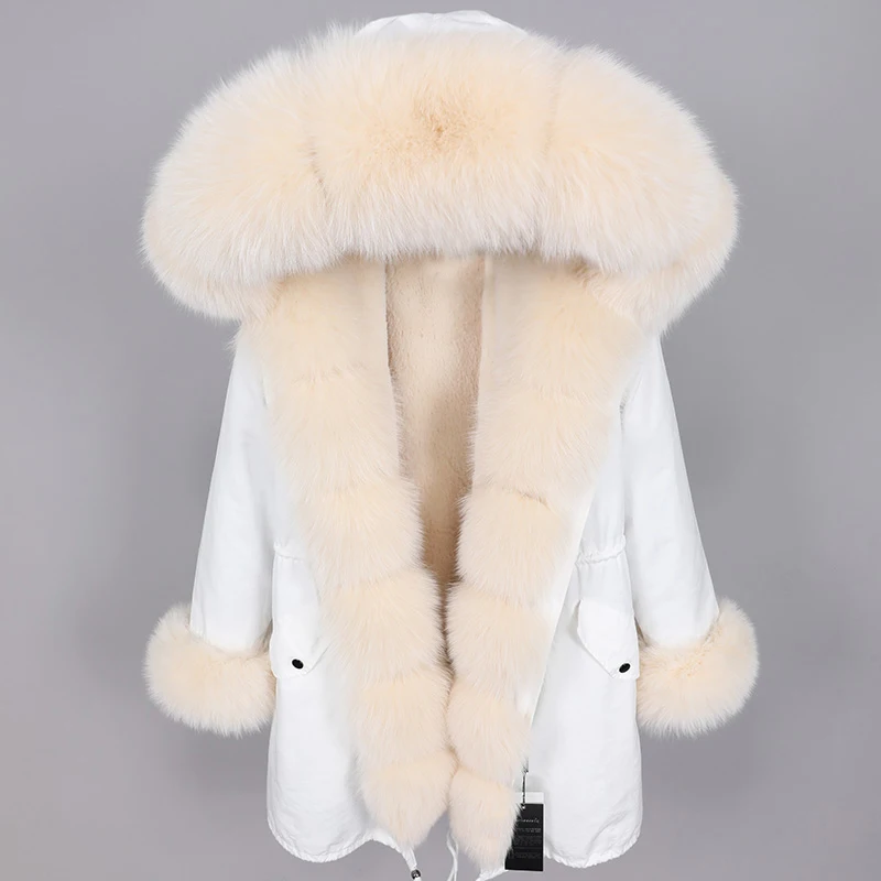 LaVelache-Casaco com capuz de pele raposa natural para mulheres, jaqueta longa, Parkas grossas, casacos quentes, moda, inverno