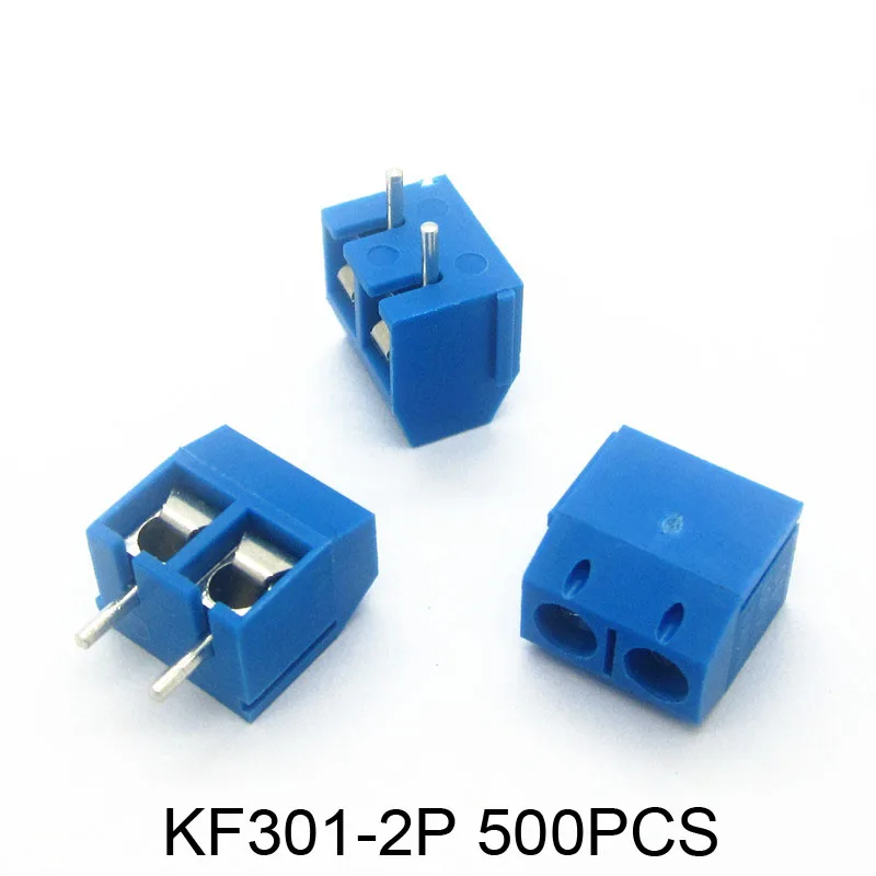 

500 pcs 2 Pin Screw blue PCB Terminal Block Connector 5mm Pitch KF301-2P