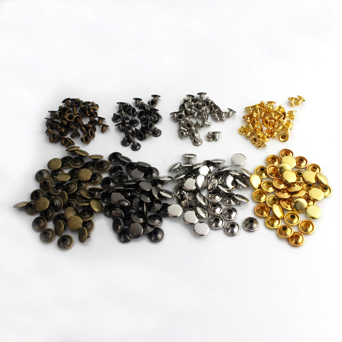 100sets Metal Single Cap Rivets Studs 12mm~15mm Round Rivet for DIY Leather Craft Bag Belt Garments Hat Shoes Pet Collar Decor