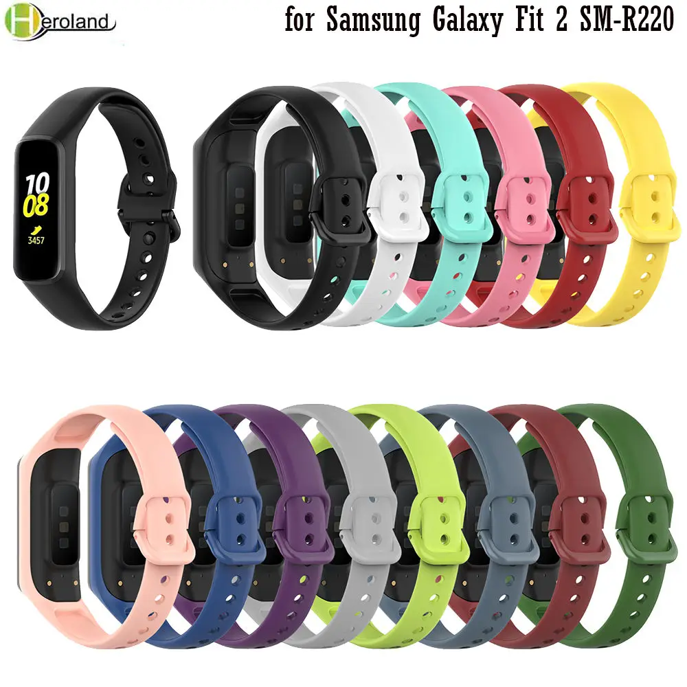 Watch Strap Silicone For Samsung Galaxy Fit 2 SM-R220 Smart Wristband Fitness Track Replacement Accessories WatchBand Bracelet