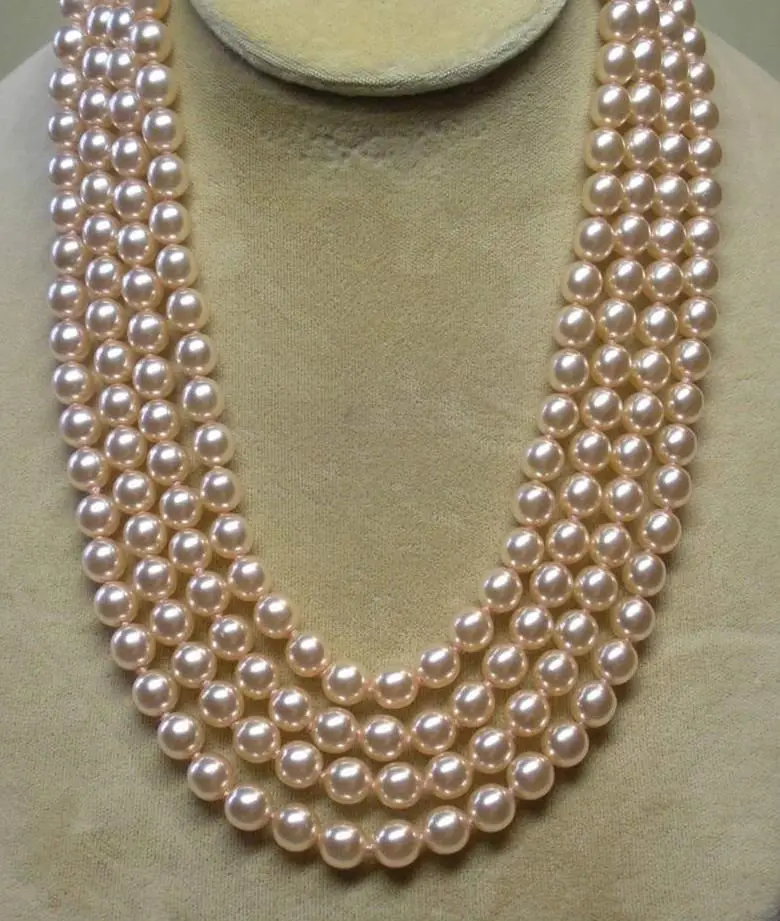 AAAAA 6-7 mm natural akoya white pearl necklace 58 inch 14K Solid gold