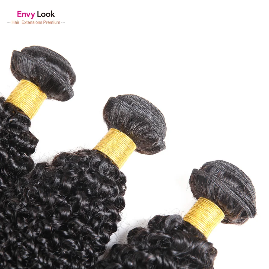 Envy Look Natural Color Afro Kinky Curly 3/4 Bundles Machine Remy Brazilian Human Hair Double Weft For Black Women Salon