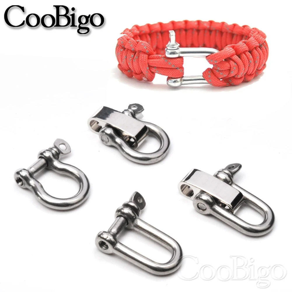 Paracord Bracelet Fastener Clasp D Bow Shackle Buckle for Jewelry Making Wristband Wristlet Bangle DIY Accessory Stainless Steel