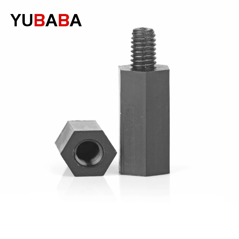 50pcs M2/M2.5/M3/M4*L+6mm Thread Black/white Spacing Screw Plastic For PCB Motherboard Fixed Nylon Standoff Spacer Pillar