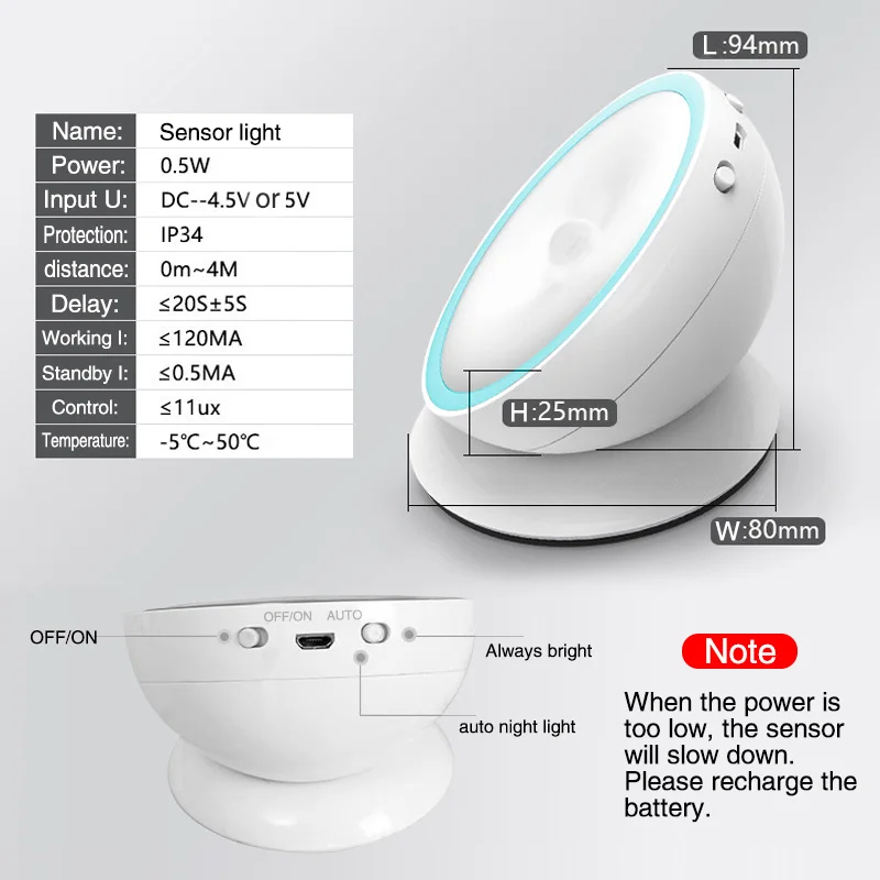 Wireless Smart Motion Sensor Night Light USB Rechargeable Wall Lights For Wardrobe Corridor Toilet Interior Indoor Lighting