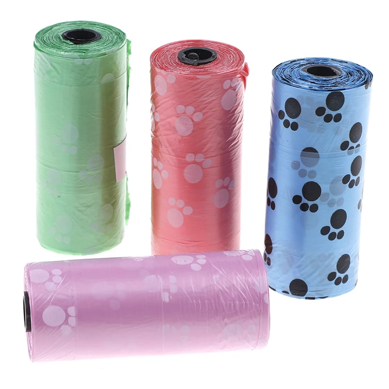 Hot Sale 1/10roll Degradable Pet Dog Waste Poop Bag With Printing Doggy Bag For Cat Dog Color Random Delivery