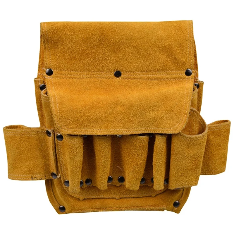 Cow Lether Tool Bag Cowhide Leather Electrical Toolkit Bag Multi-Function Home Decoration Tool Belt Bag Electric Wood Hardware